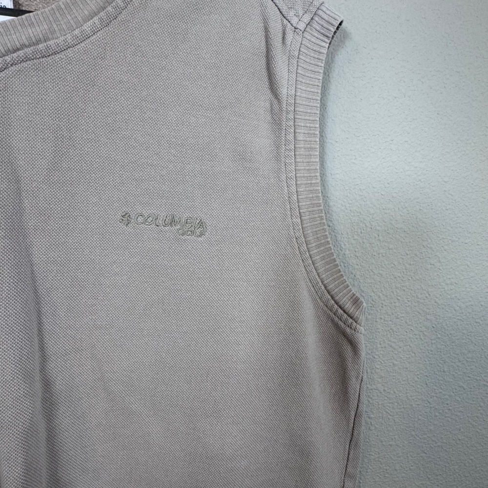 Vintage Columbia Sportswear Men's XL Tan Cotton Golf Sweater Vest Grandpacore - Picture 3 of 7
